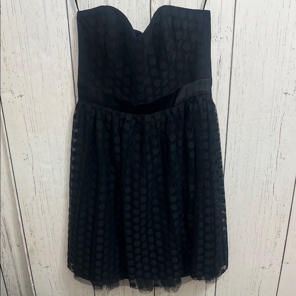 NWT White House Black Market polka dot tulle skirt Strapless Black Dress Size 6